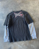 Hearujoy Y2K New Gothic Long-Sleeved American Vintage Letter Printed Fake Two Piece T-shirt Men Hip-Hop Harajuku Punk Casual Cotton Tops